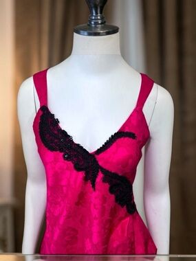Victoria Secret Pink Lace Gold Label Vintage Rare Night Dress Slip